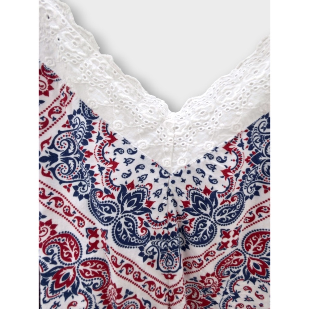 Ariat Texas Heat Tank Top Paisley Womens Medium Red White Blue Lace 4th of July - Picture 8 of 15